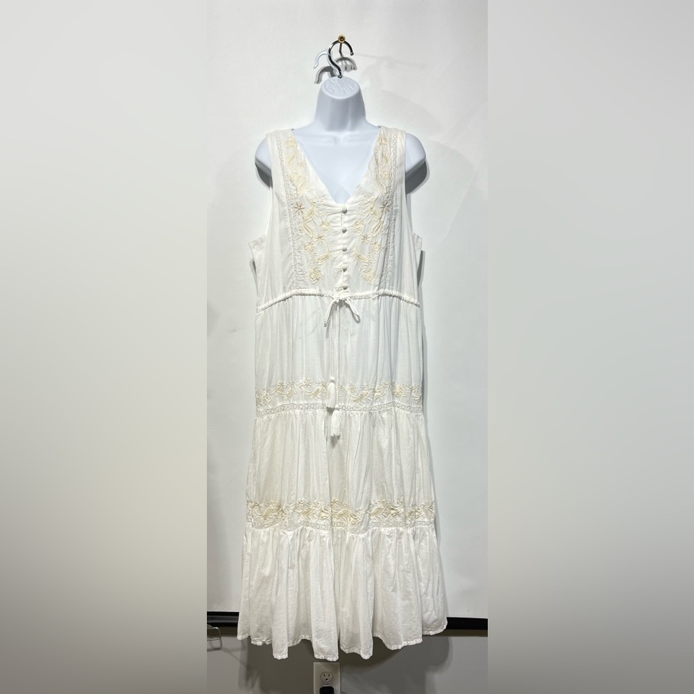 Joie White Tiered Maxi Dress 100% Cotton Women’s Size Large New With Tags‎